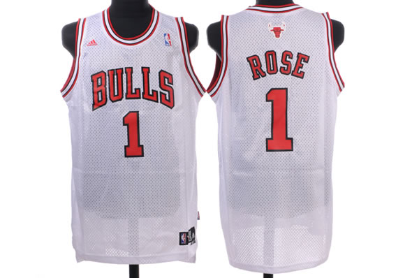  NBA Chicago Bulls 1 Derrick Rose Home White Swingman Jersey